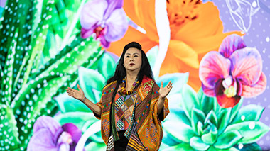 Claire Chiang, co-founder of the international hospitality company Banyan Group and a member of the Rotary Club of Suntec City, Singapore, speaks at the 2024 Rotary International Convention.
